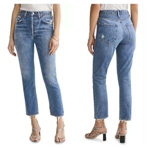 AGOLDE Riley High Rise Cropped Straight Jeans in Frequency Size 28
